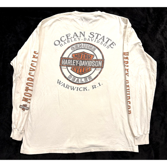 Harley Davidson Shirt Mens Large Long Sleeve Pinup Graphic Biker 2008 Y2K - Picture 3 of 12